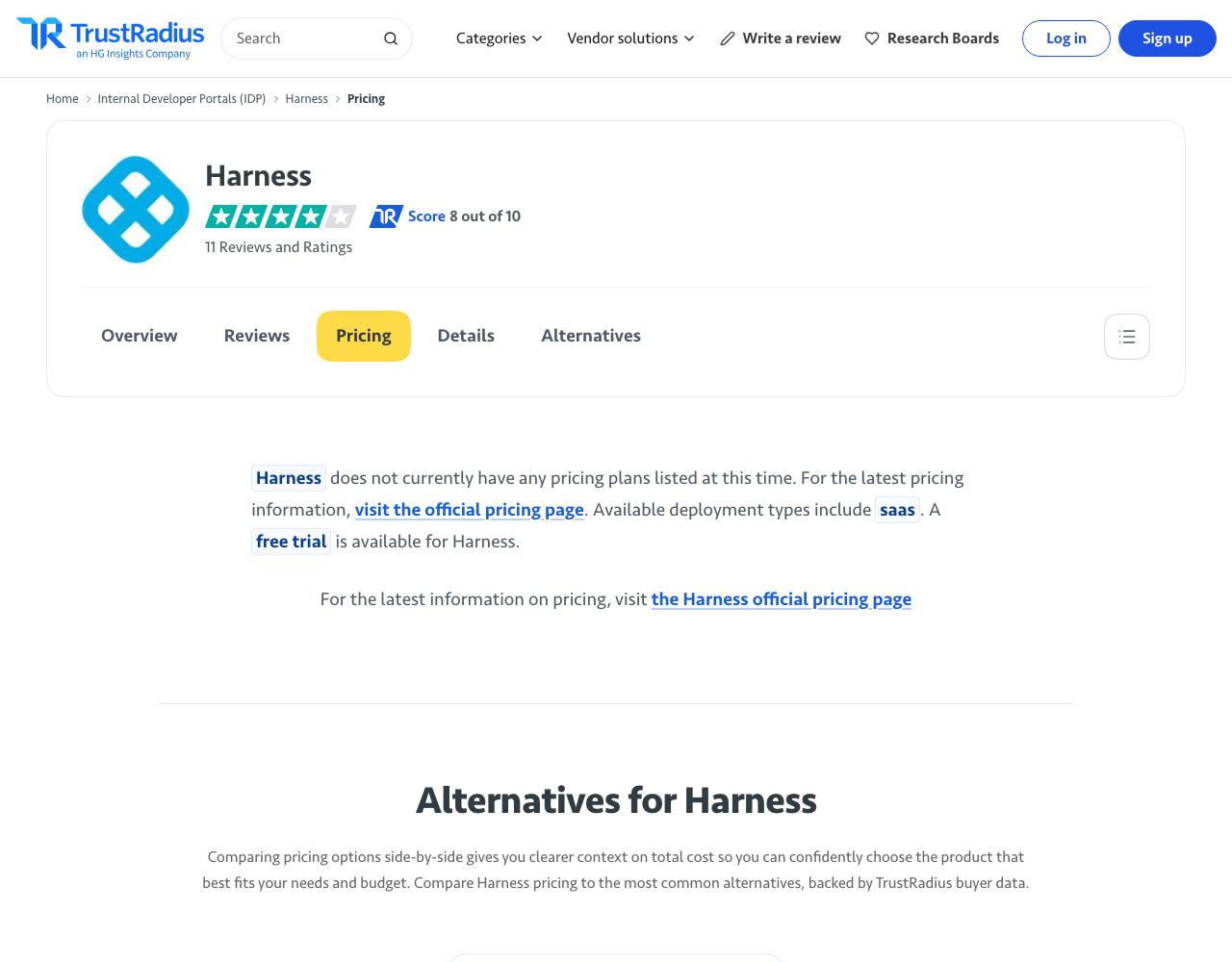 Split pricing page, captured for reference